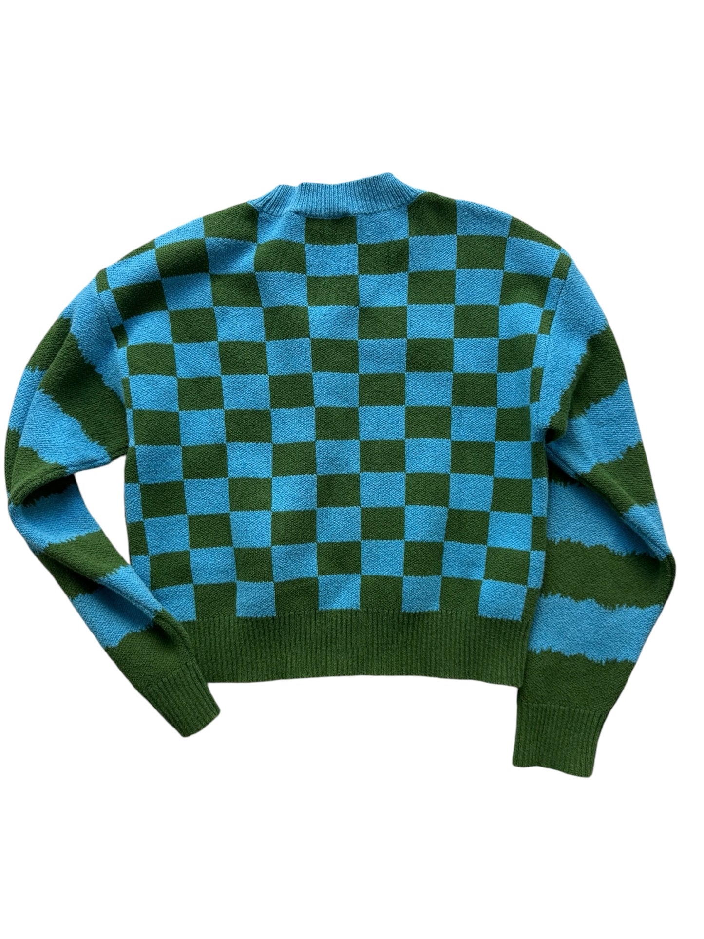 Mushroom Green/Blue Checkered Knit