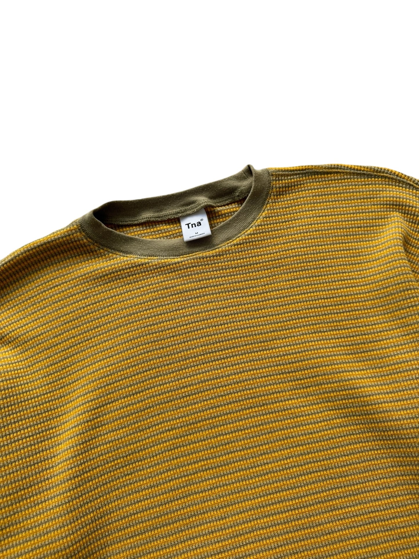 Mustard/Army Green Waffle Knit Long Sleeve Shirt