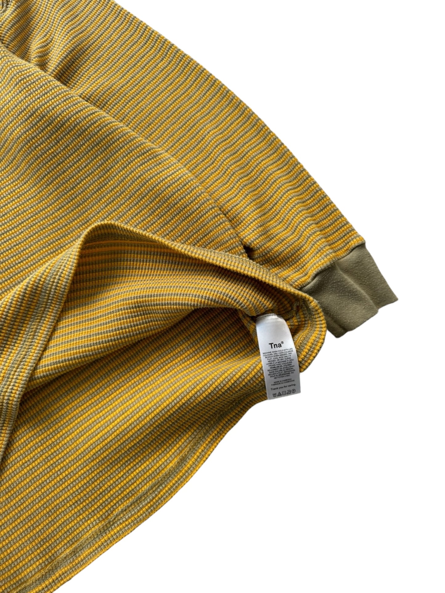 Mustard/Army Green Waffle Knit Long Sleeve Shirt